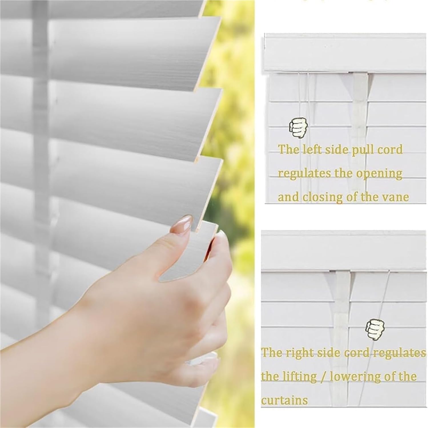 Cordless Faux Wood Blinds， Cordless Window Darkening Horizontal Wooden Venetian Blinds(W55'' X H79'')