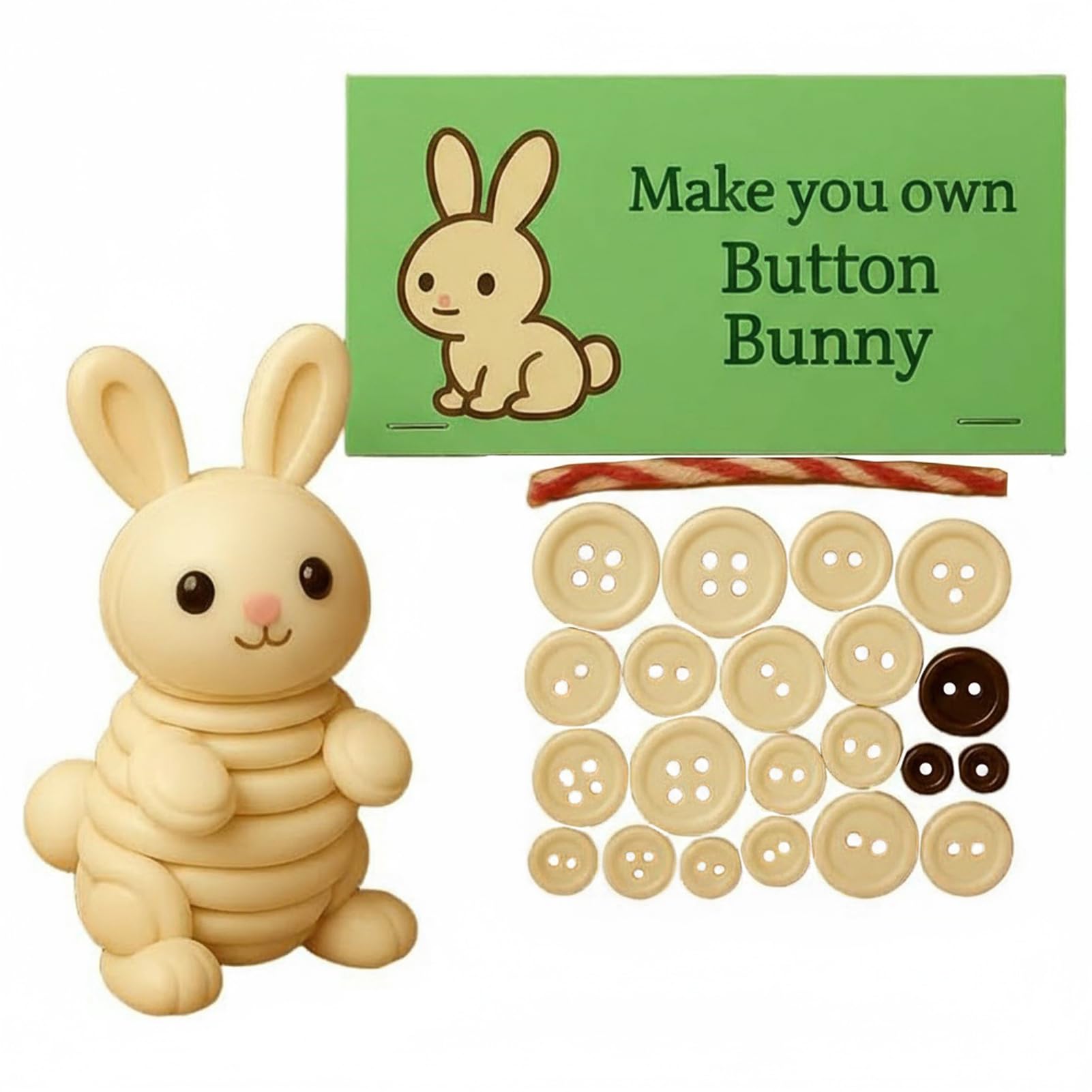 QUILSTM 3D Button Ornament Craft Kit Unique DIY Decorations For Christmas Trees Diy Fastener Ornaments Interesting Button Ornament Kits Christmas Buttons, rabbit