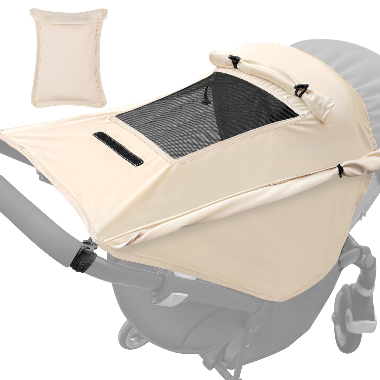 KufaerBeam Parasole Per Passeggino Con Protezione UV 50+ - Tenda Universale Con Finestra Visibile, Regolabile, Antivento E Antipolvere, Colore Nero, Con Custodia