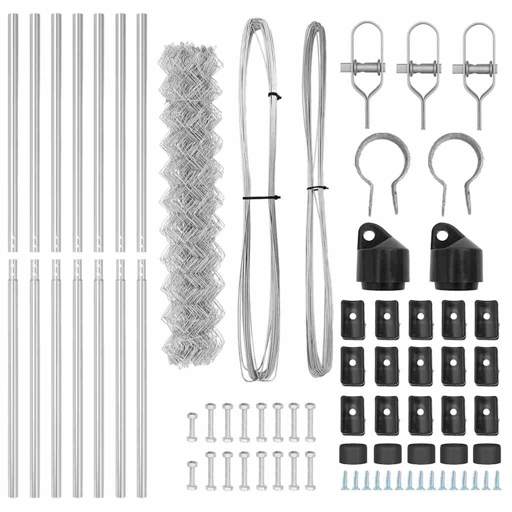 Set di pali per recinzione in acciaio, maglie da 40 x 40 mm, lunghezza 6 m, verniciati a polvere, resistenti alla corrosione, resistenti alle intemperie, facili da montare, per giardino e terrazza