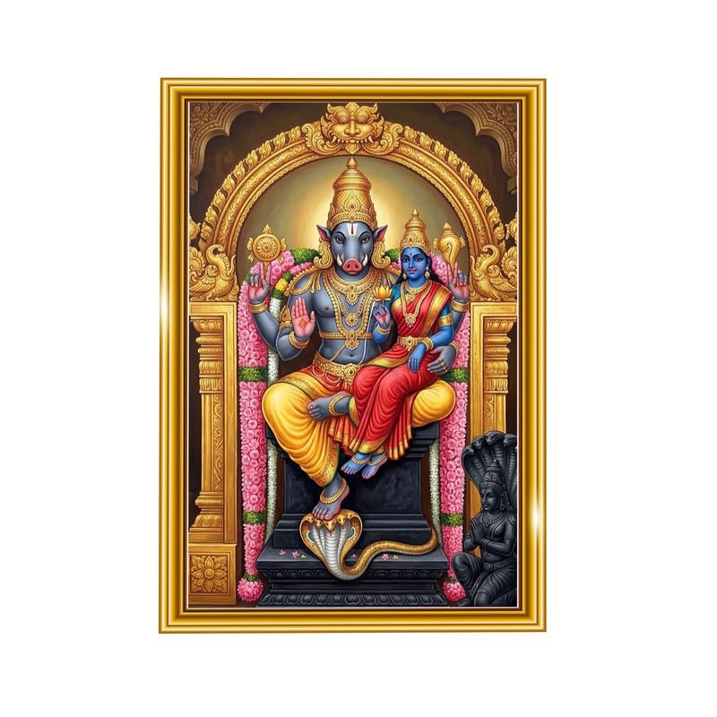 Lord Bhu Varaha Swamy with Bhudevi Photo Frame | Divine Vishnu Avatar Wall Art | Spiritual Hindu Protector Deity Decor for Home (12x8 Inch)-picture-18