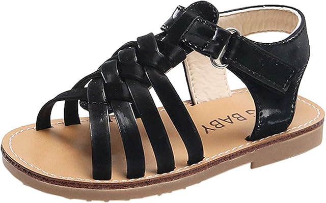 ZOFIS Kids Slide Sandals Boys Girls Cross Strappy Slip On Buckled Strappy Easy Fasten Soft Sole Open Toe Anti-Slip Summer Beach Holiday School Shoes Dress Flat Sliders Slippers