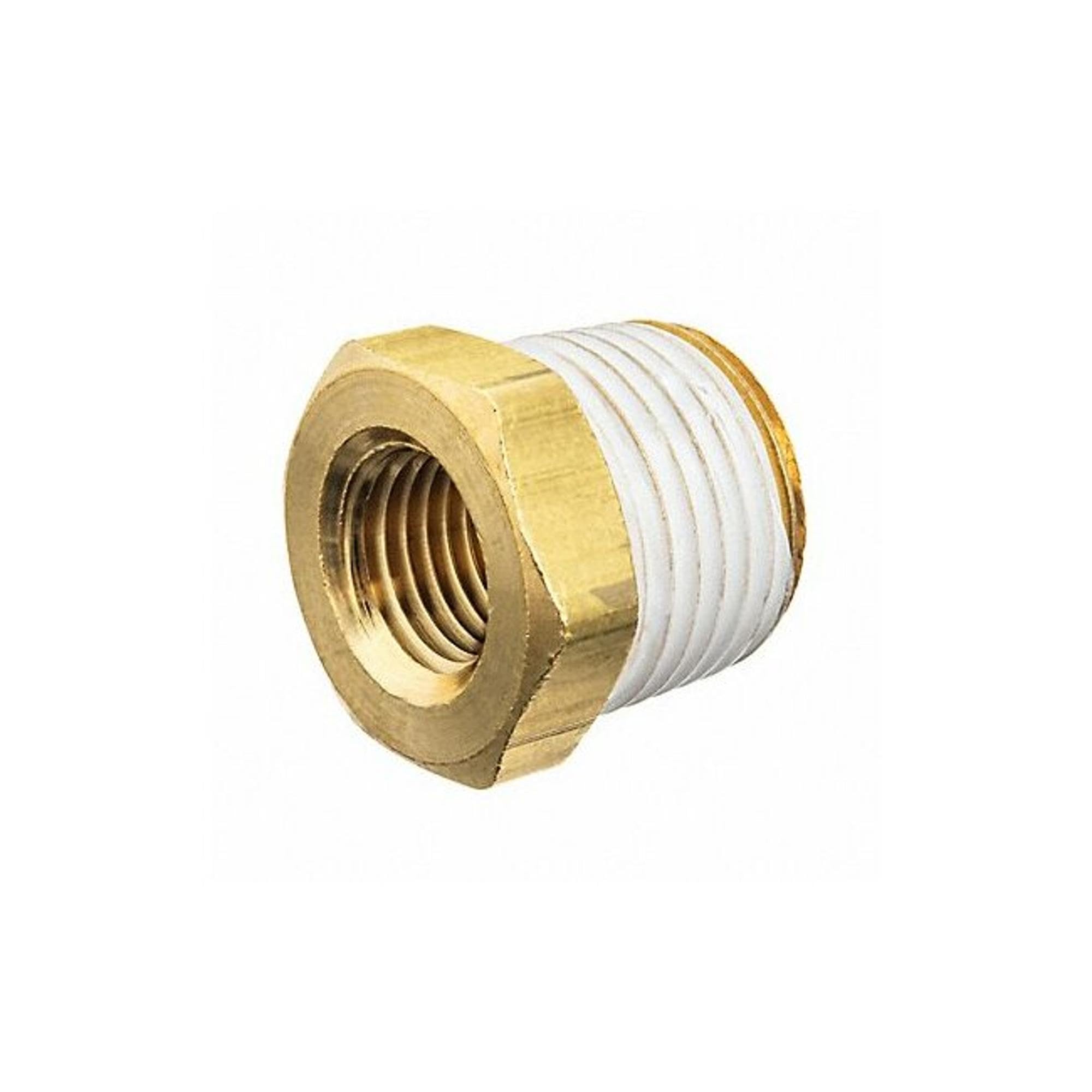 USA SEALING ZUSA-PF-10608 Brass Class 125 Pipe Fittings, Hex Bushing Straight with PTFE Thread Sealant, 1/4