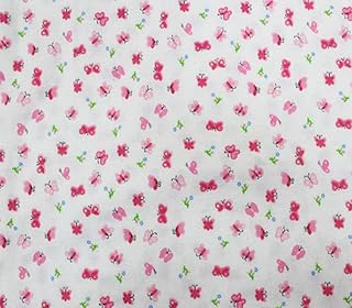 Cotton Flannel Fabric Butterfly Pink / 45" Wide/Sold by The Yard