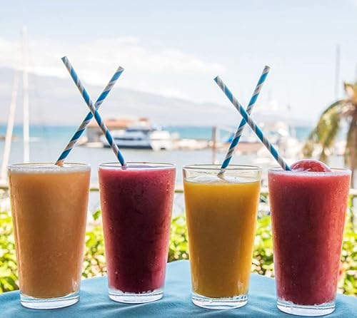 Miniatura 4 de Shuiniba Pajitas de papel biodegradables a rayas, popotes de papel para fiestas, eventos y manualidades, decoraciones de baby shower, 7.75 pulgadas,