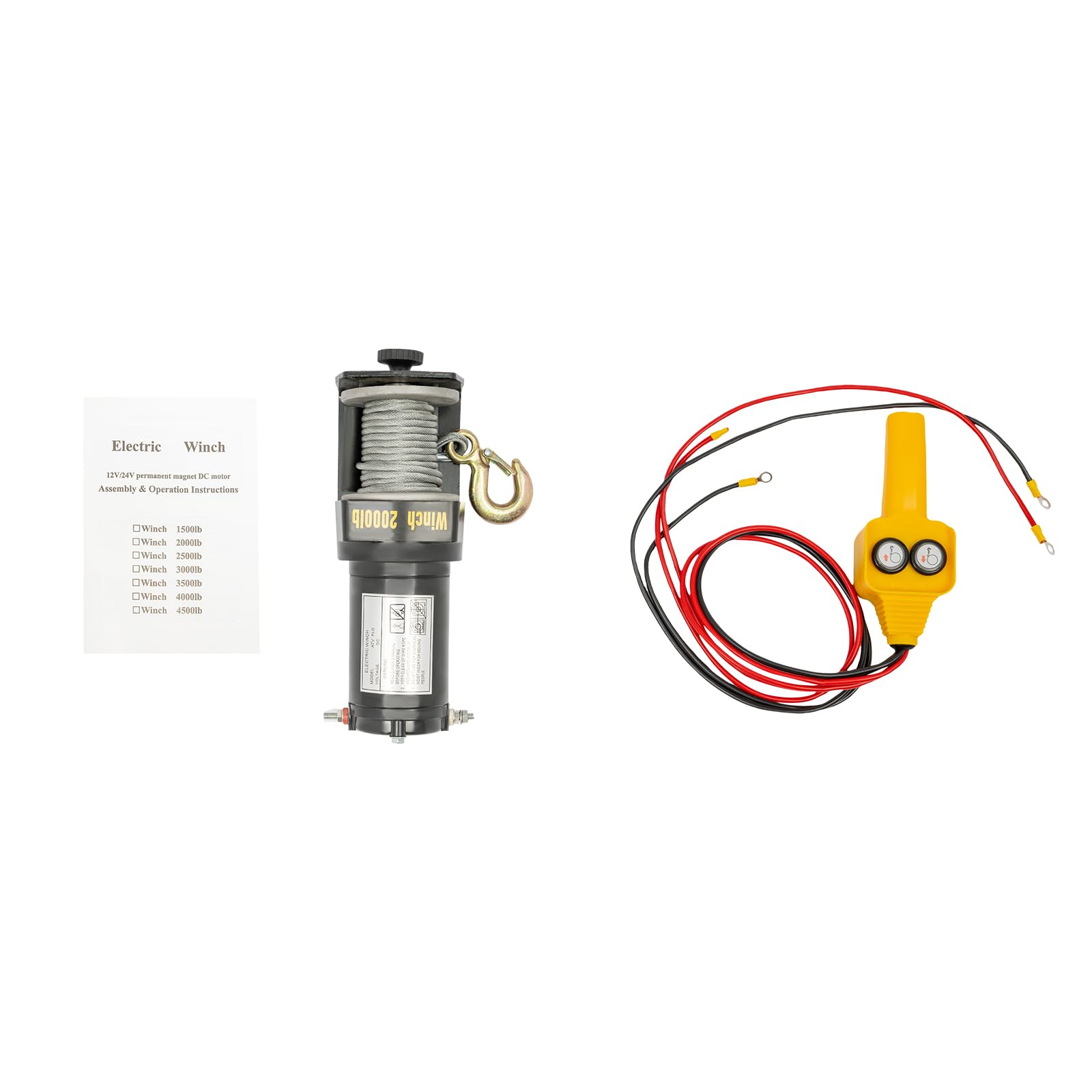 Argano elettrico 12V 400W, capacità di carico 200 kg verticale / 900 kg orizzontale, velocità di trazione 4 m/min, protetto IP66, con telecomando e freno di sicurezza, per fuoristrada, barche