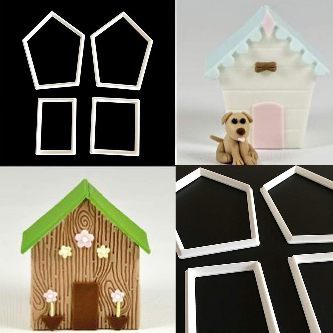 Chocolate House Mold Lovely 4pcs Sugarcraft House Plastic
