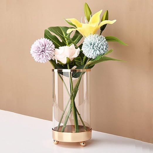 Amazon Co Jp ガラス花瓶 ガラスフラワーベース 筒型 透明 ガラス製 花瓶 水耕栽培 造花 生花 花器 おしゃれ シンプル 多機能 卓上 収納ケース 小物収納 ガラスボトルインテリア飾り 店飾り 北欧風 M ホーム キッチン
