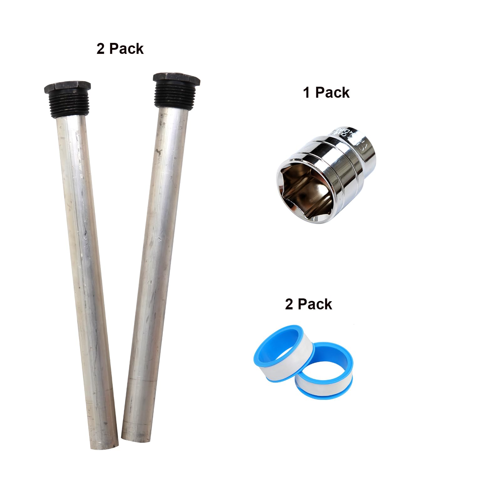 Varilla de ánodo para calentador de agua RV, paquete de 2, compatible con calentador de agua Suburban RV, barra de ánodo de magnesio para calentador de agua caliente, rosca NPT de 9.25 pulgadas de
