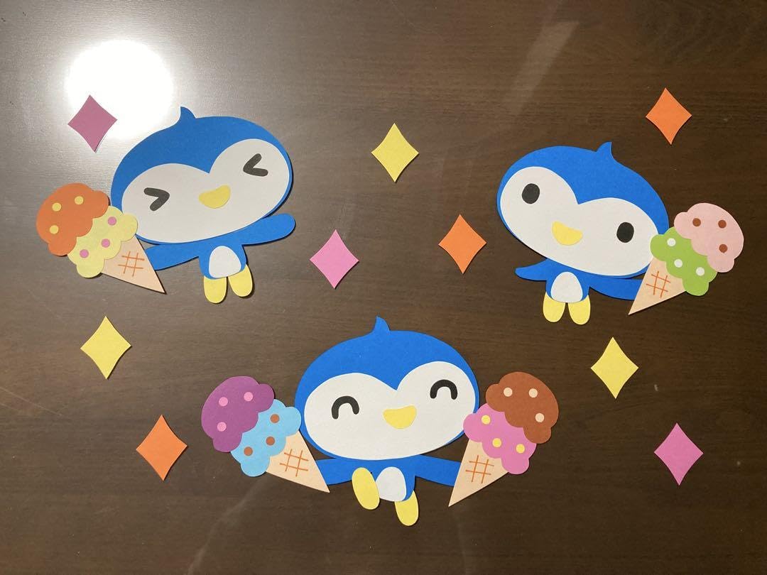 Amazon.co.jp: 壁面飾り 7月 8月 アイスクリーム ペンギン 夏休み 夏の