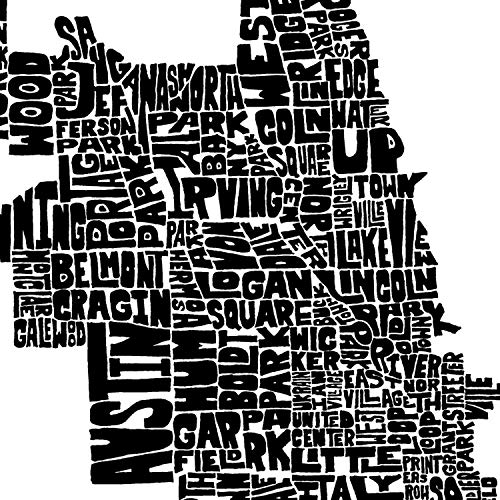 Chicago Neighborhood Map Art Print, Signed Print From My Original Hand-Drawn Typography Map Art Series, Chicago Illinois Art Print #TOP7