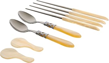 BUGATTI ALCAM Aladdin 2N4226 / Fork and Spoon Set Stainless Steel/Acrylic, Ivory, 31.5 x 14 x 3 CM