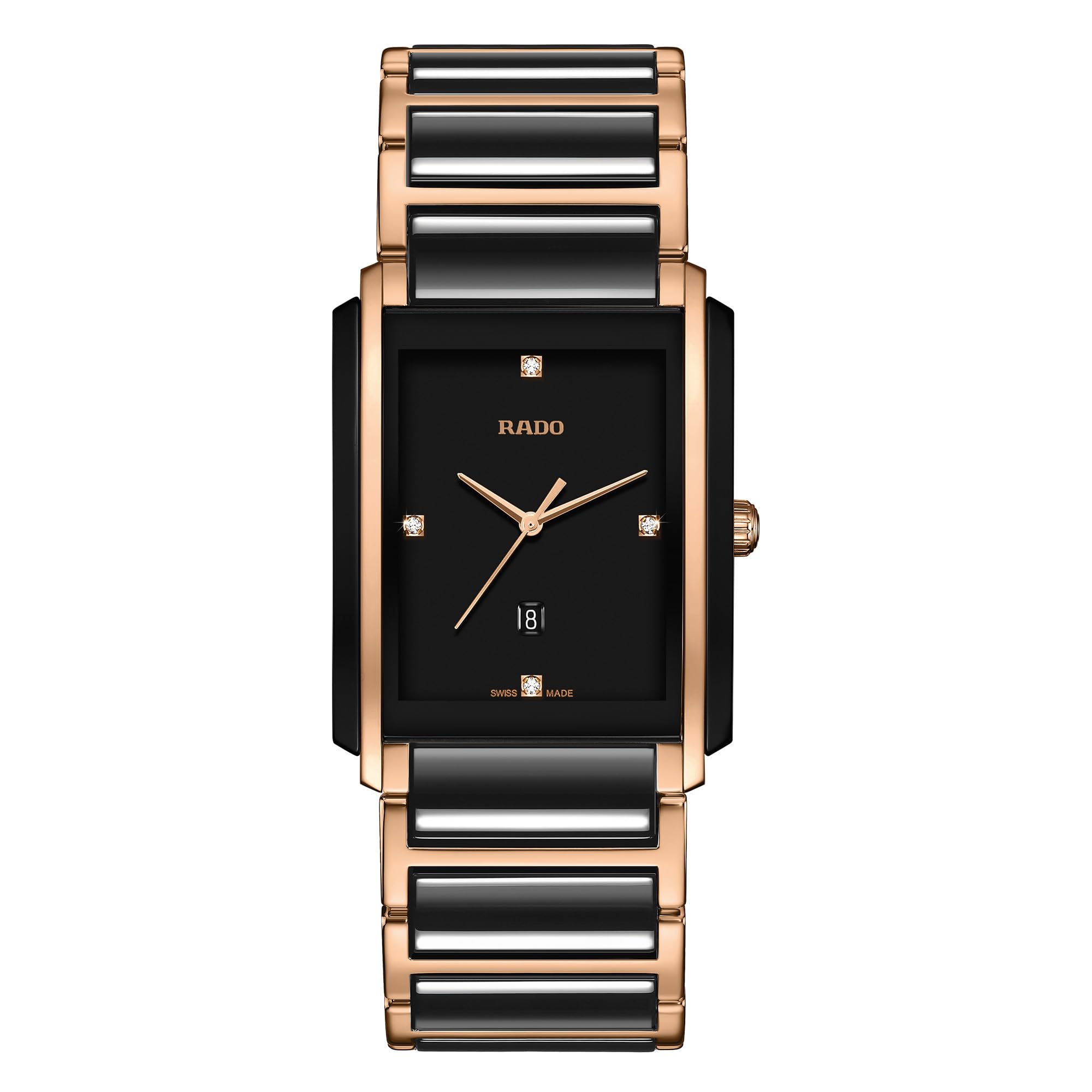 Rado Orologio analogico al quarzo con quadrante nero e cinturino in ceramica bicolore con diamanti integrali per uomo R20207712, nero, bracciale