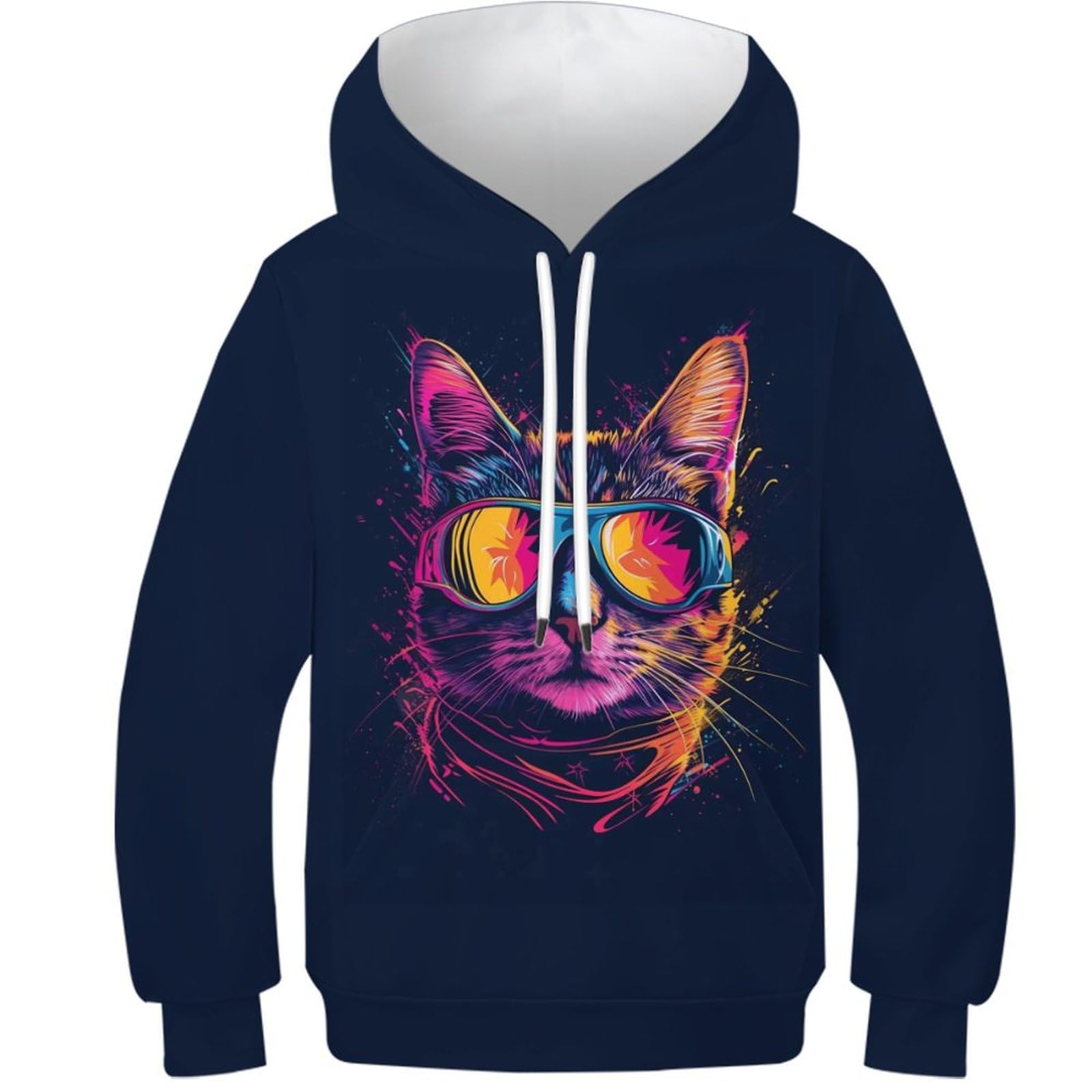 Sweat à capuche enfant imprimé chaton 3D pull en molleton chaud pour l'école et le jeu - 8