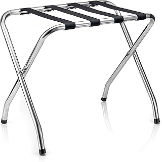 CARO-Möbel Kofferständer Luggage Kofferablage Kofferbock, Metall verchromt, klappbar