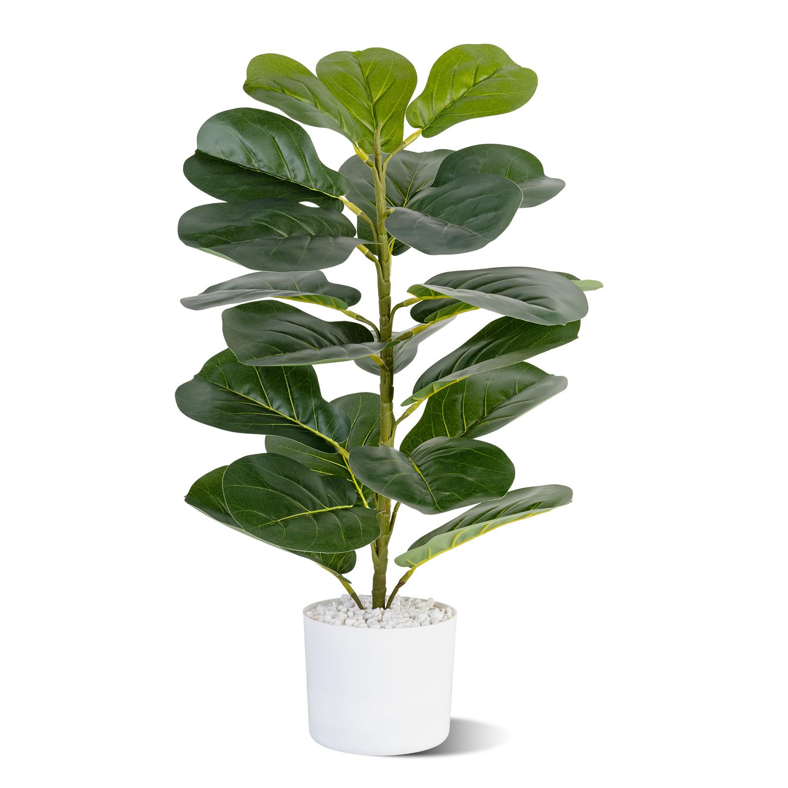 Artificial Fiddle Leaf Fig Tree, 30.7" Tall, Faux Ficus for Home Office Living Room Decor Aesthetic