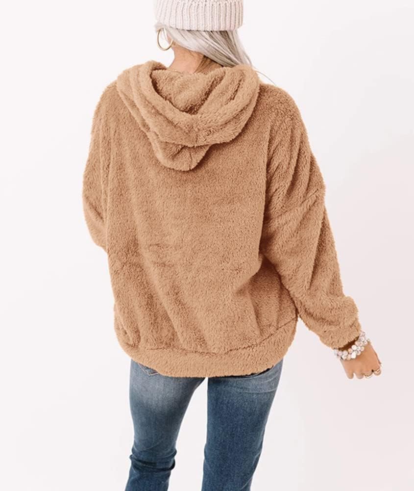 Ezbelle Women's Long Sleeve Sherpa Pullover Fuzzy Fleece Sweatshirt Casual Loose Fuzzy Hoodies with Pockets - Image 5