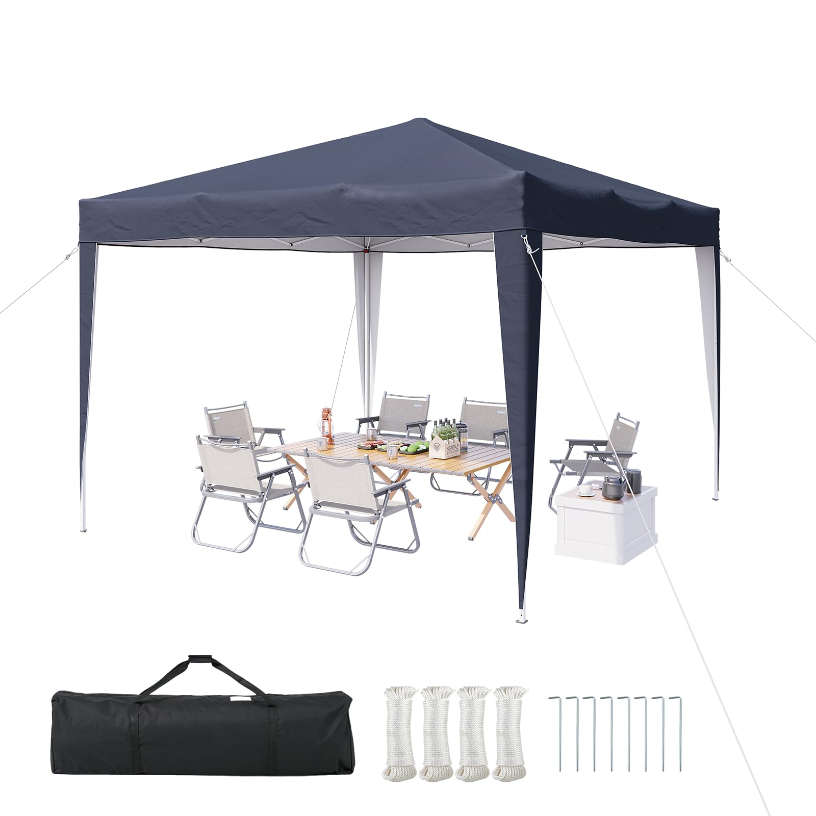 Aoxun Pop Up Gazebo 3m x 3m, Metal Frame Shelter Tent for Outdoor Garden Party, with Mesh Windows & Carry Bag,Blue