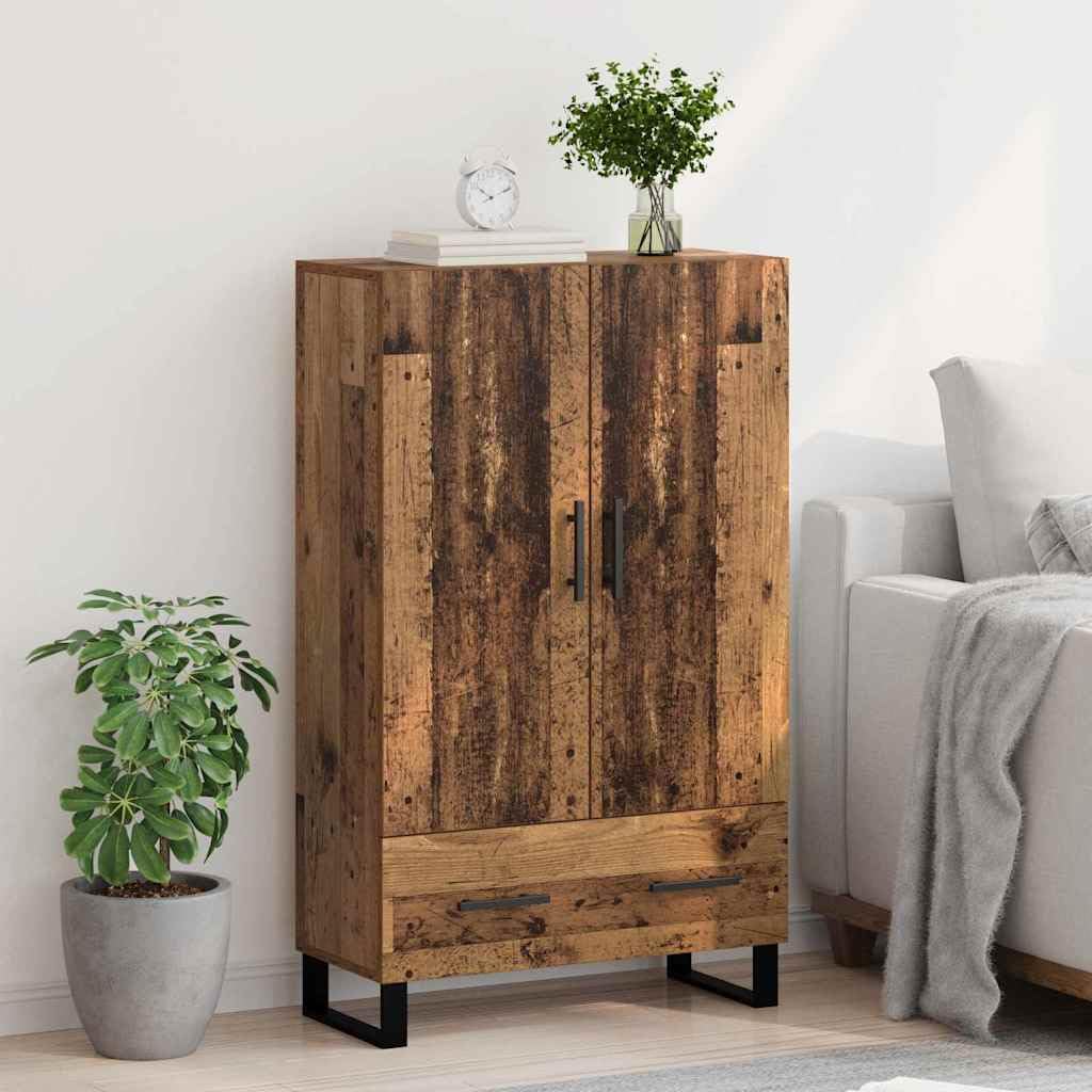 Nowoczesna komoda o wyglądzie starego drewna, 69,5 x 30 x 115 cm, materiał drewnopochodny, z szufladą, 2 drzwi, miejsce do przechowywania do salonu, sypialni, korytarza, uniwersalny mebel
