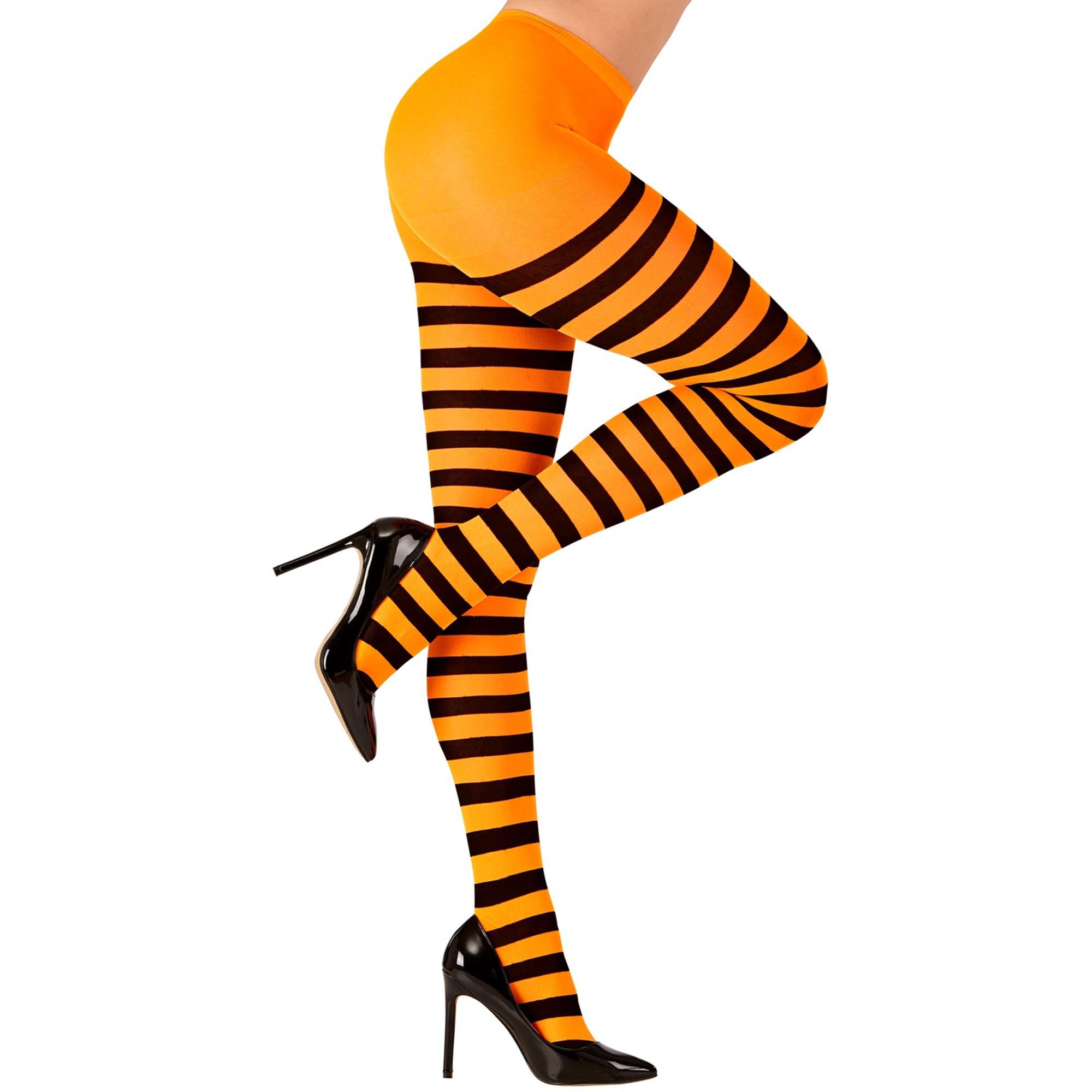 WIDMANN Tights XL, Striped - Orange/Black, 70 Denier Opaque