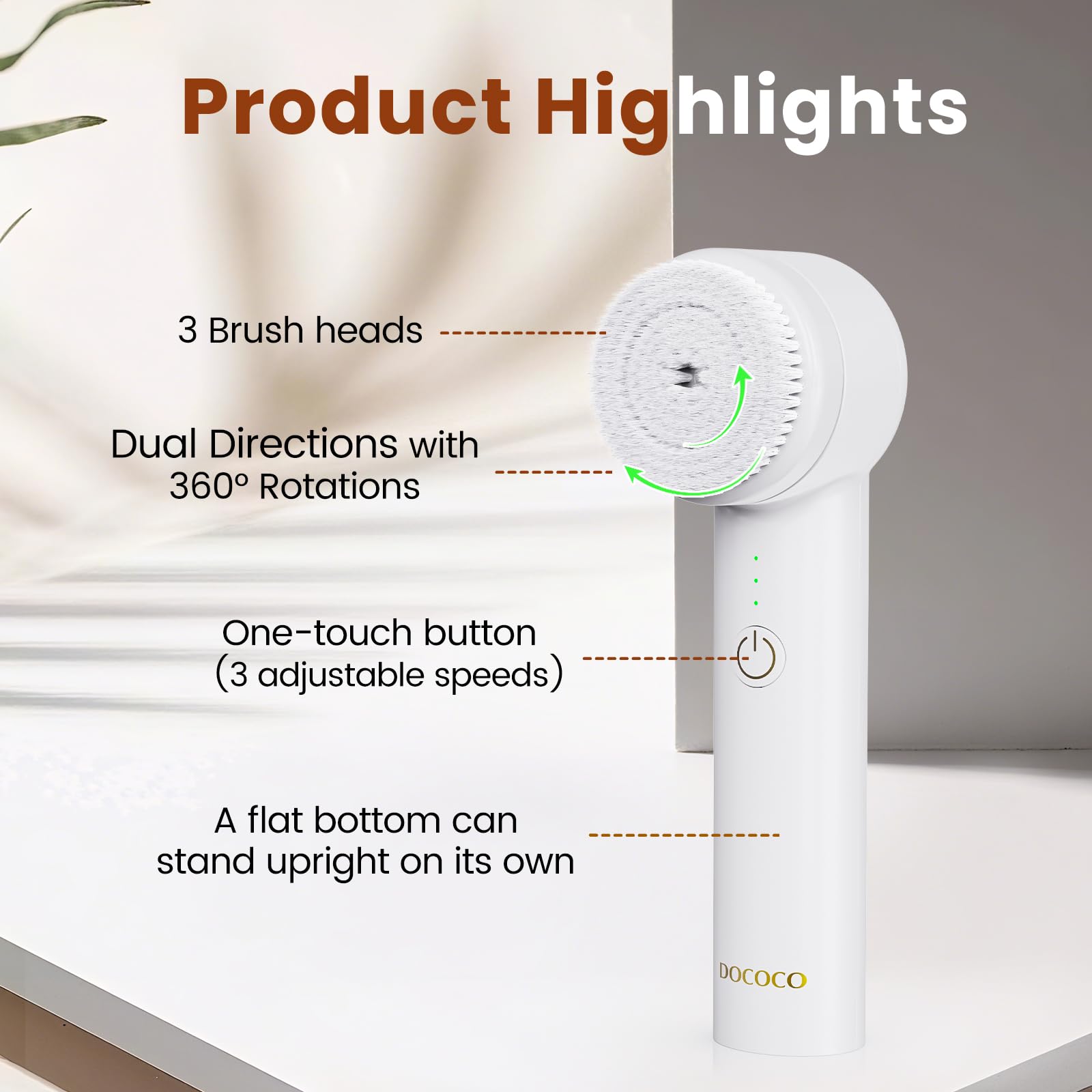 Cepillo de limpieza facial, limpiador facial eléctrico con 2 direcciones de rotación, cepillos faciales 3 en 1 para limpieza y exfoliación, 3 velocidades ajustables, cepillo de lavado facial
