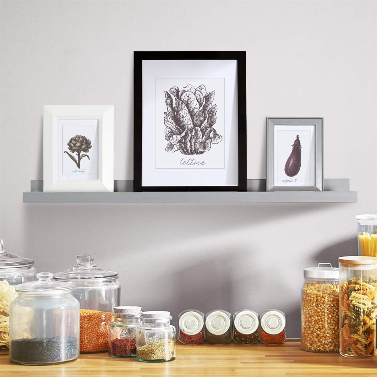 EDGEWOOD Parkwood Wood Wall Shelf Ledge for Picture Frames Books Display, 36-inch, Gray
