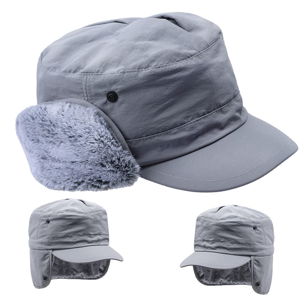 ZffXHWinter Earflap Bomber Aviator Hunter Hat Trapper Russian Ushanka Snowboarding Eskimo Ski hat Hunting Trooper Windproof Warm Fur