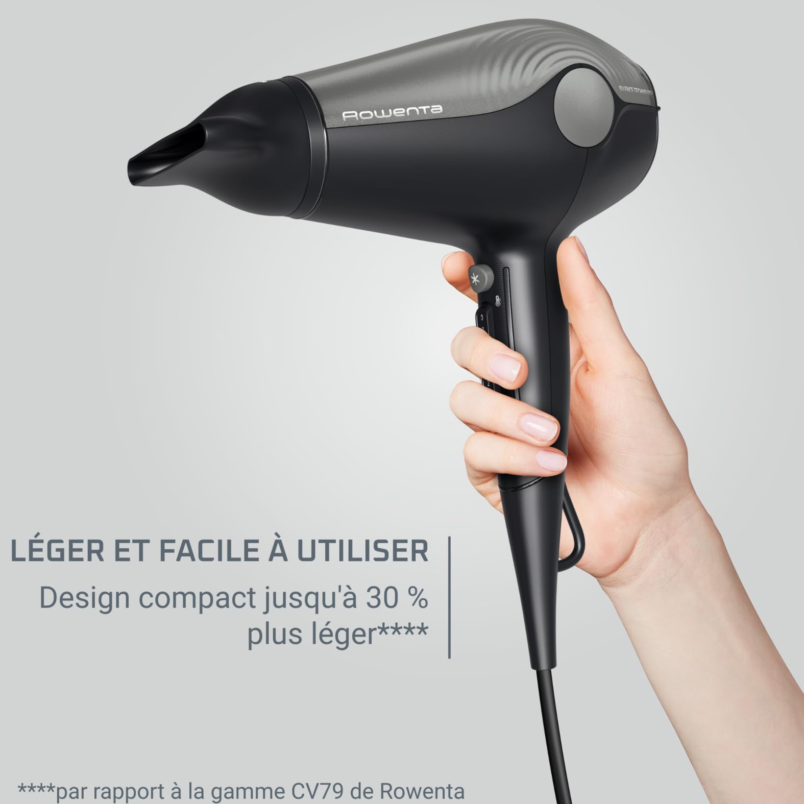 Rowenta Ultra Silence Sèche-cheveux, Silencieux, 2100 Effiwatts, Séchage rapide, Technologie ionique, Compact, Léger CV6430F0