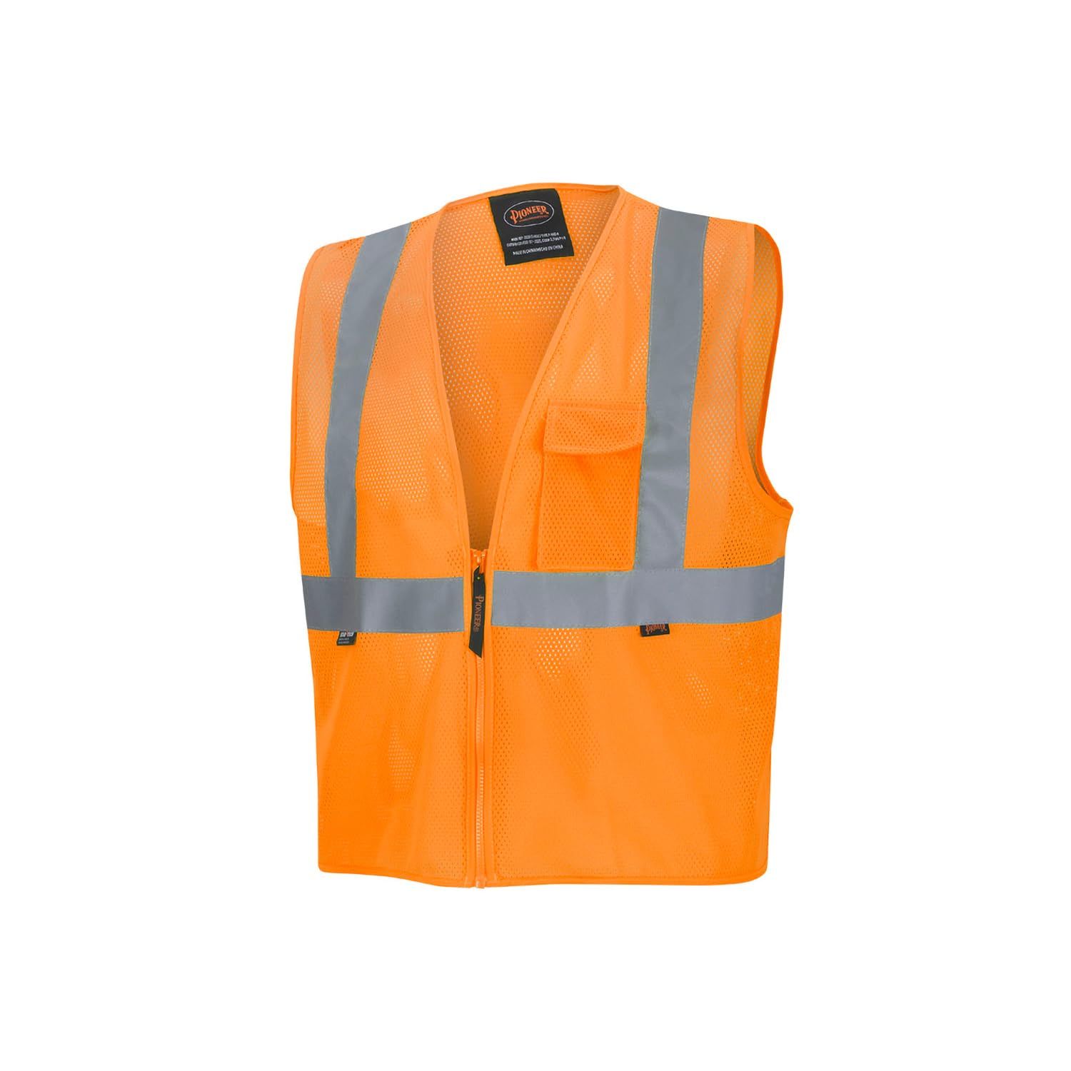 Pioneer Hi Vis Mesh Safety Vest for Men & Women - Reflective Tape - Class 2 - Traffic, Public Safety, Security - Orange