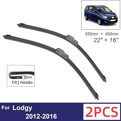 Miniatura 2 de Limpiaparabrisas delantero de automóvil compatible con Dacia Renault Lodgy 2012-2016, limpiaparabrisas delantero de goma suave, parabrisas