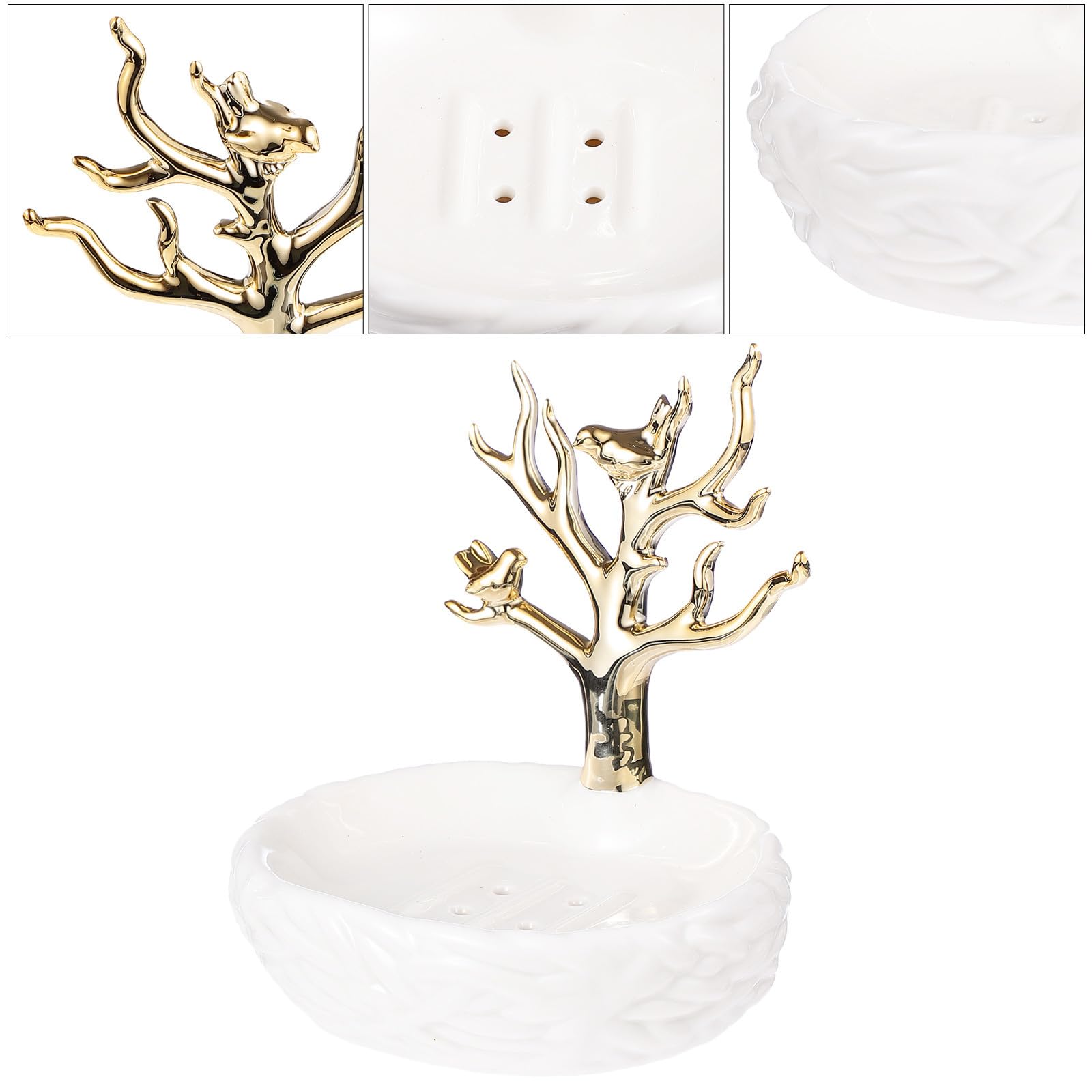 Porta Sapone in Ceramica Bianco Funzione Drenante per Bagno, Design Creativo e Stile Elegante, Mantiene Sapone Asciutto e Ordinato