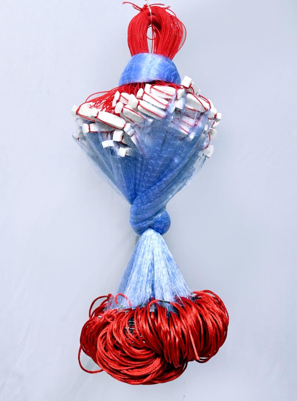 purkait fish net PURKAIT Fishnet Half Finger 22mm GILLNET Lead Sinker, Height 4F, UP Lenght 50F, Down Lenght 90F Fishing Net(MALAI SUTO)-picture-22