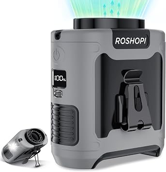 2025 AI Portable Fan Rechargeable -10000mAh, 40H Work Time with 5 Speeds 16000RPM Strong Airflow, Personal Waist Fan with Flashlight for Clip On Belt, Neck, Desk, Outdoor Indoor Jobsite Camping Travel