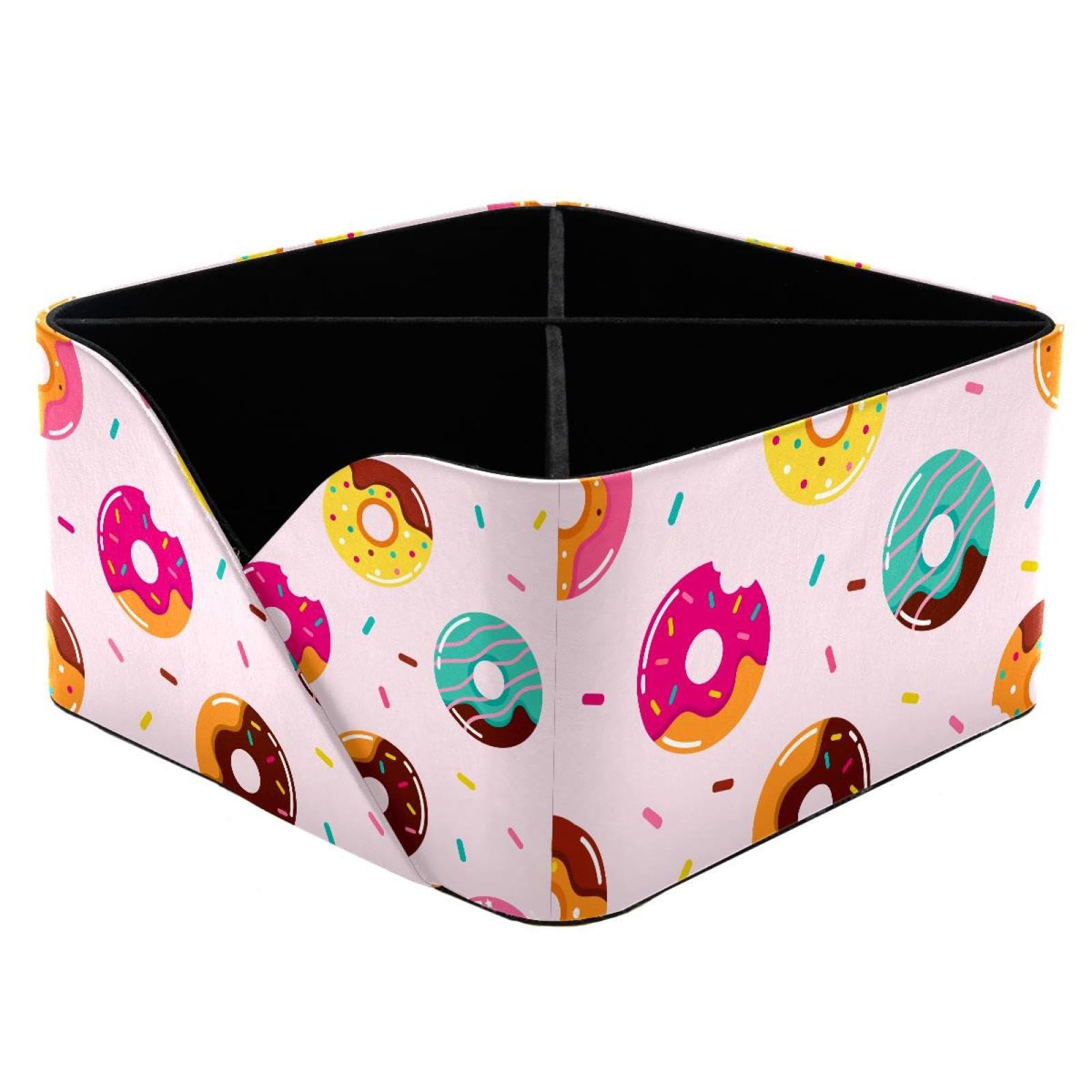 KengjuTesu Summer Pattern Donuts Desktop Organizer Pen Holder, Rectangular Pencil Cup for Office, Study and Makeup Stations