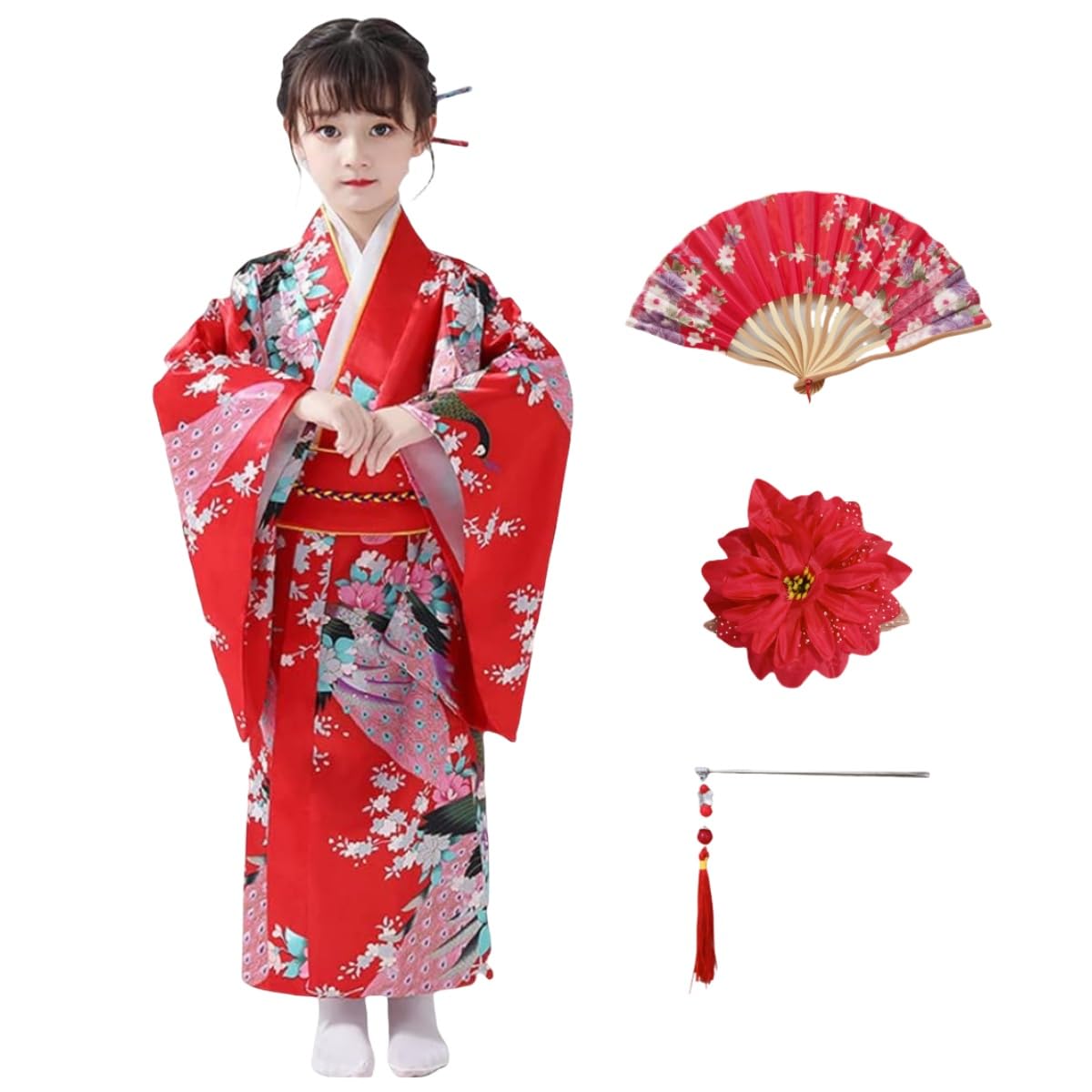 Al AoyamaJapanese Traditional Dress Kimono Robe for Kid Girls and Women, Size 110cm - 170cm