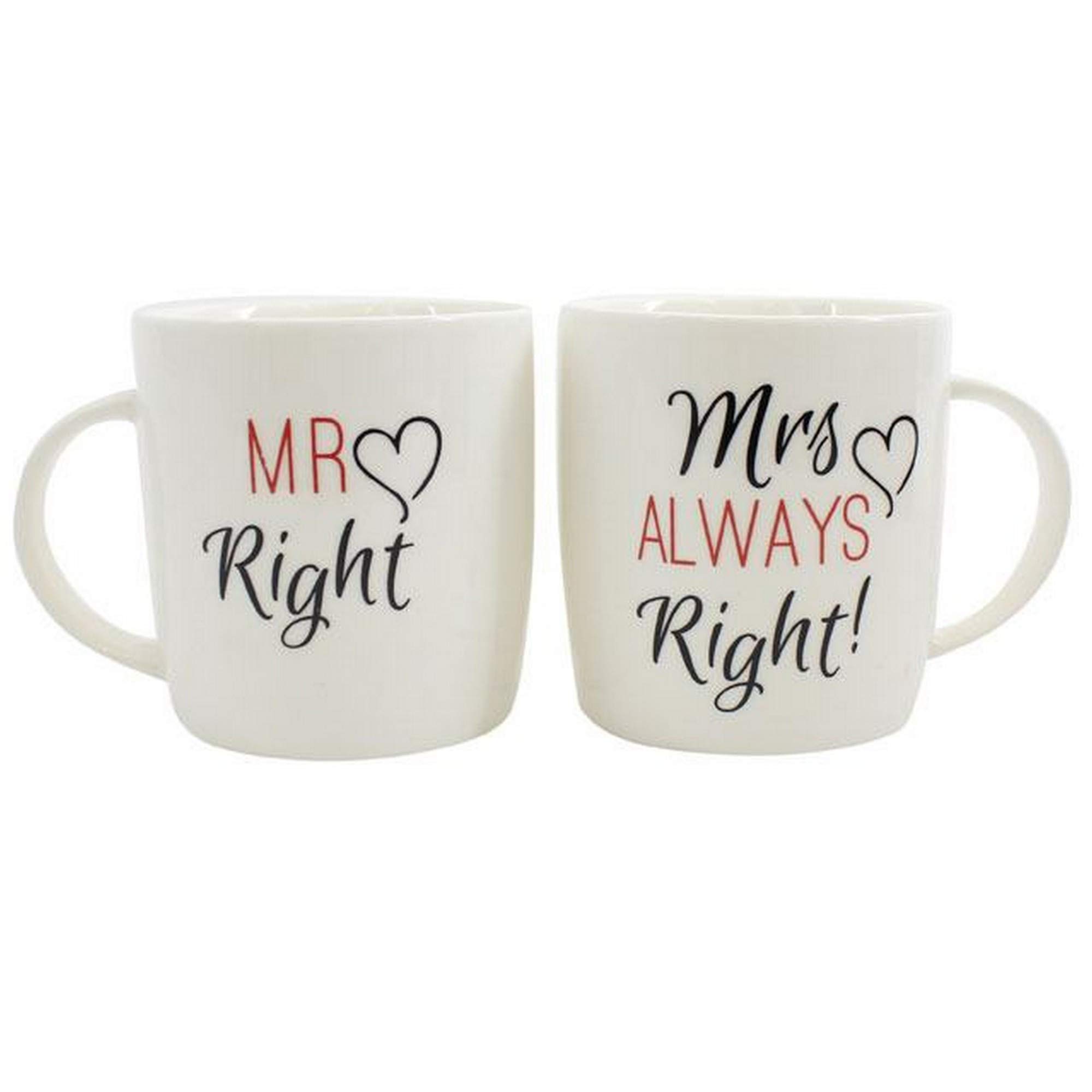 Something Different Multicolor Ceramic Mr & Mrs Right Couples Mug Set - 9cm x 12cm (Pack of 2) - Unique & Fun Design - Great for Coffee Lovers