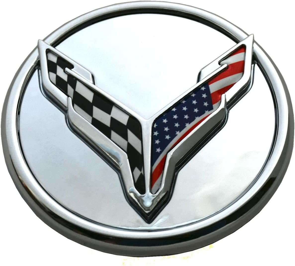 4Pcs Custom Wheel Center Wheel Cap Flash Cross USA Flags Logo Replacement for 2020-2025 C8 Corvette 84691535 New (Chrome Colorful)