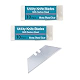 Utility Knife Blades Ten Packs - Box Cutter Blades Refills - Two 10 Packs Heavy Duty SK5 Steel Utility Razor Blade Replacement in Convenient Storage Box - Standard Size - Fits Most Cutters & Knives