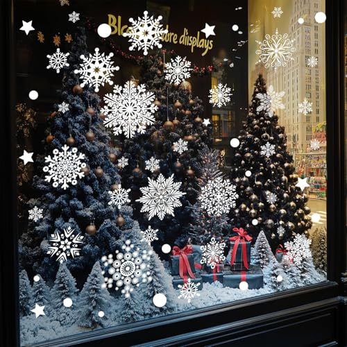AHEONLAR Stickers Navideños de Copos de Nieve 142 Unidades miniatura 6