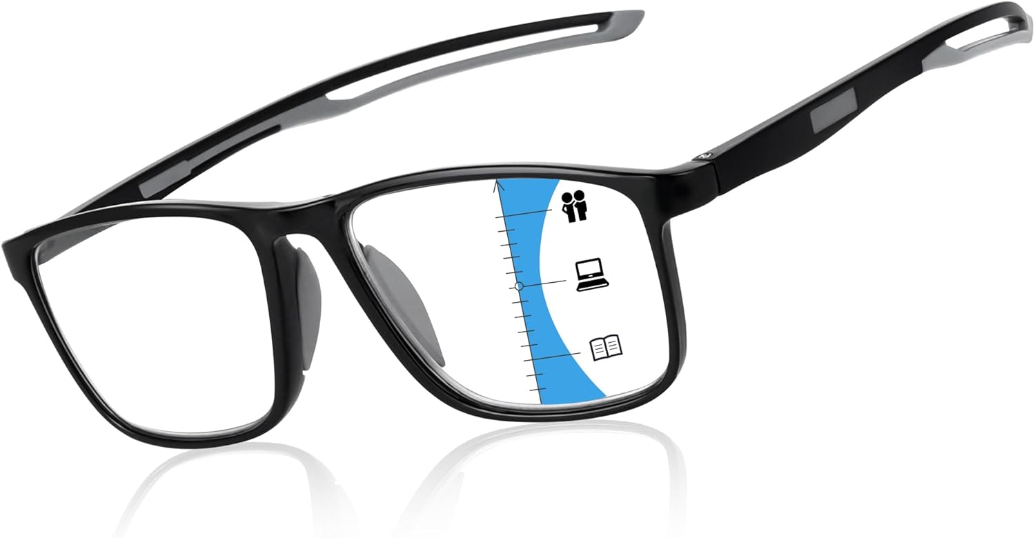 Photochromic Progressive Multifocus Reading Glasses for Men TR90 Frame Blue Light Blocking No Line Multifocal Readers Photochromic Progressive Multifocus Reading Glasses for Men TR90 Frame Blue Light Blocking No Line Multifocal Readers