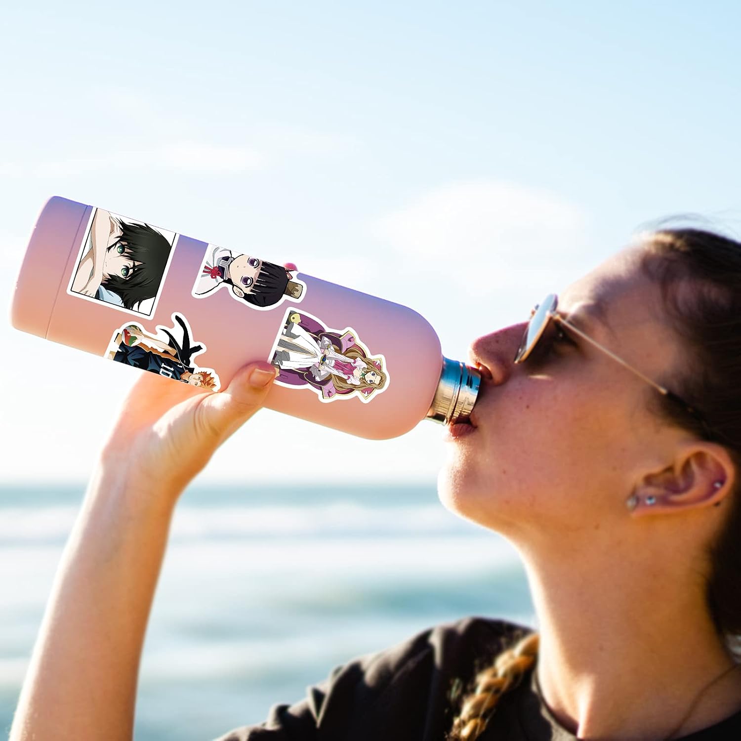 100 Pcs Anime Mixed Stickers Pack, Waterproof Vinyl Classic Cute Anime Stickers for Water Bottle Hydroflask Laptop Skateboard Computer for Kids Teens