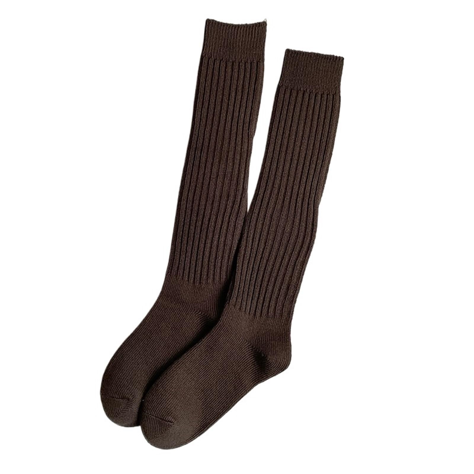 VRKRTVBLB 2pcs Women's Autumn Winter Knee Calf Length Socks Light Warm Cold-proof Knee Socks(Brown)