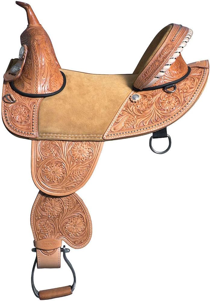 HILASON Western Classic Treeless Trail Barrel American Leather Saddle | Horse for Horses