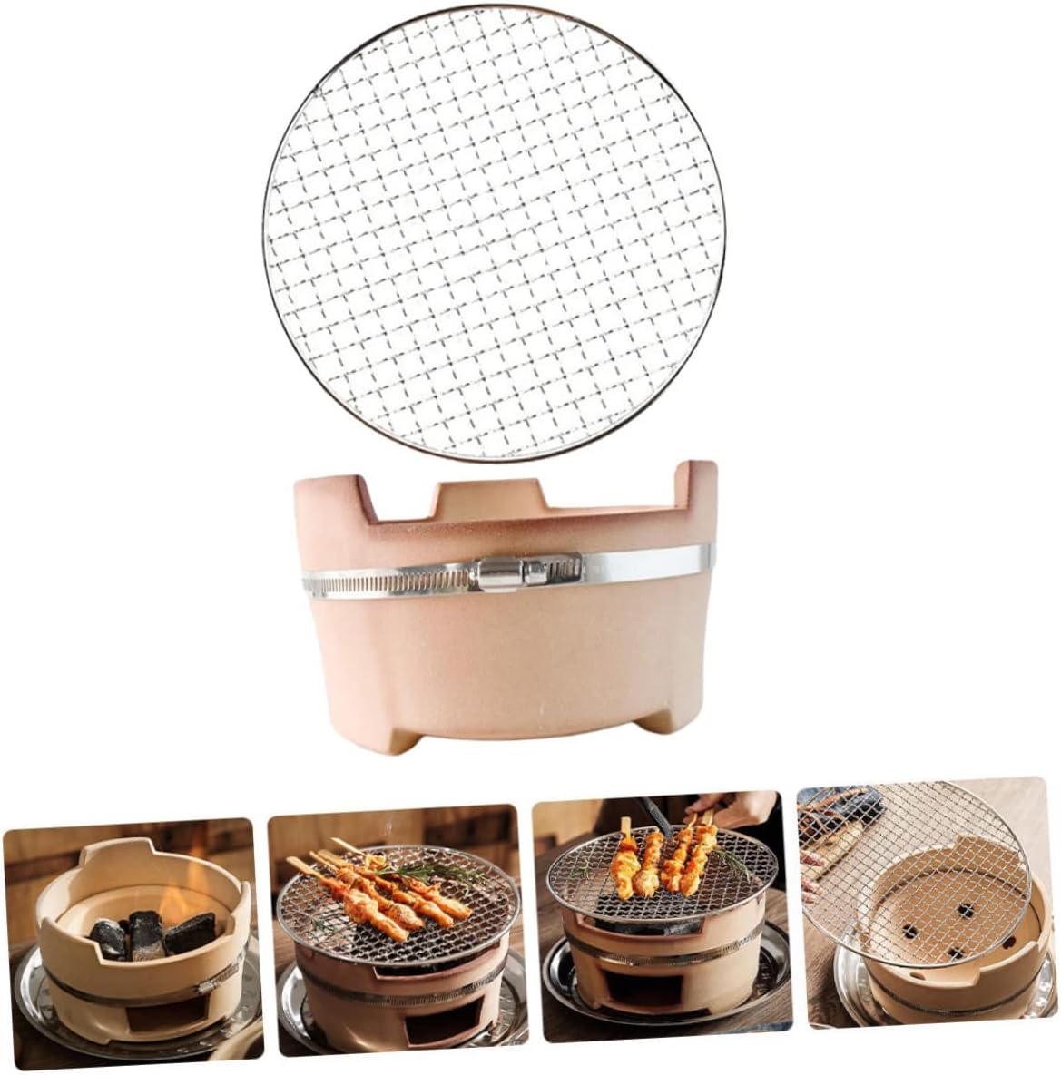 POPETPOP Charcoal Stove Grill Net Bbq Grill Charcoal for Camping Picnics and Parties