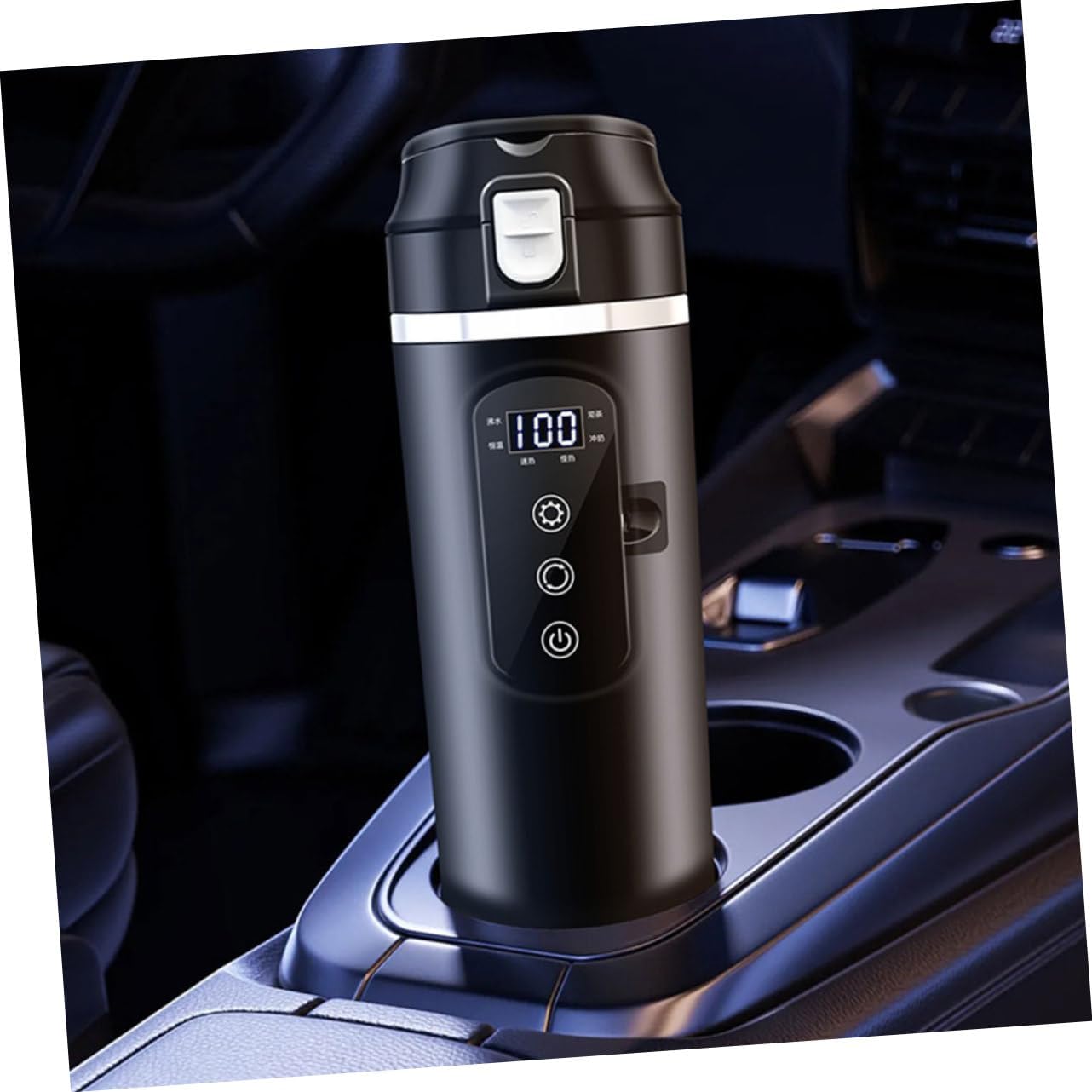 ABOOFAN Smart Electric Kettle Cup for Car Portable Water Heater Temperature Display Travel Heated Water Cup for Tea Compact Design for Compatibility