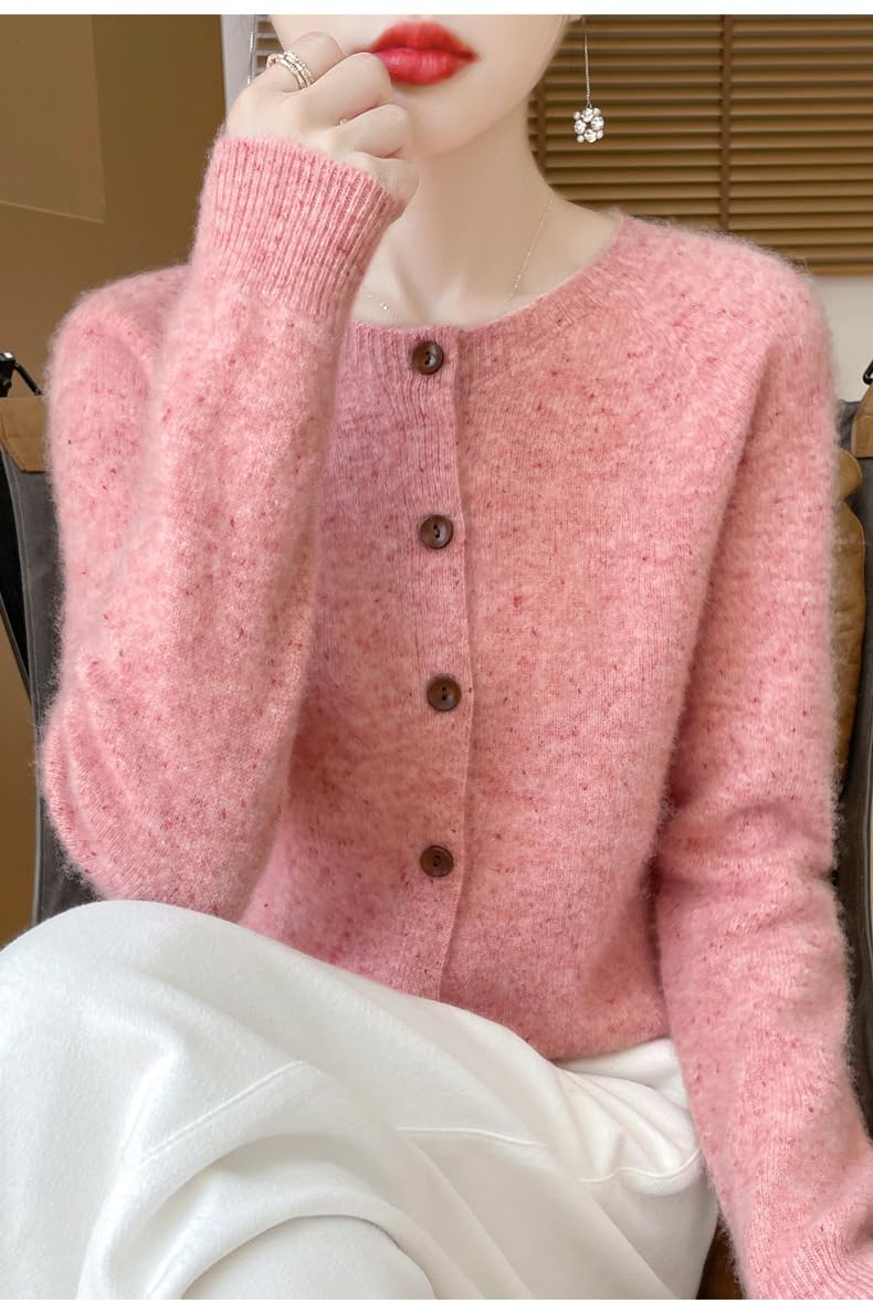 Cárdigans para Mujer Cárdigan De Lana para Mujer Cárdigan De Punto con Punto De Hilo Suéter Elegante Cárdigan De Cuello Redondo Jersey con Botones Abiertos En La Parte Delantera Chaq