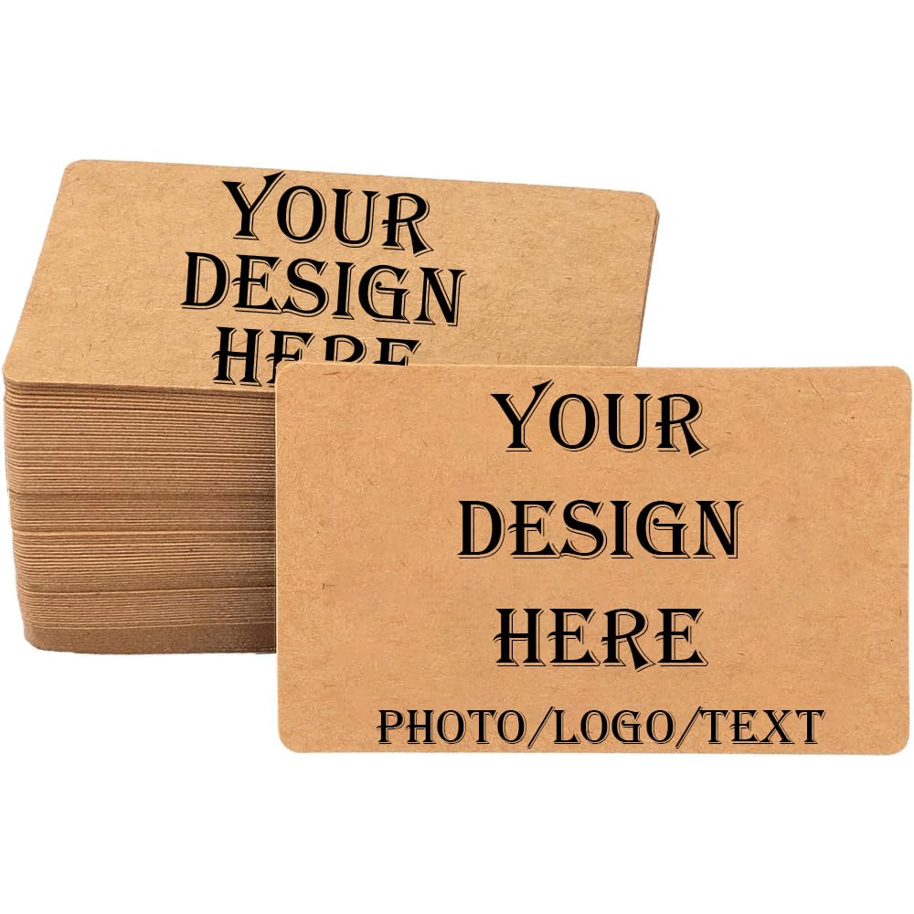 Custom Kraft Paper Business Cards with Your Logo Personalized Kraft Business Cards Add Photo/Text/Logo Print Your Own Business Cards On Front and Back Sides-100pcs