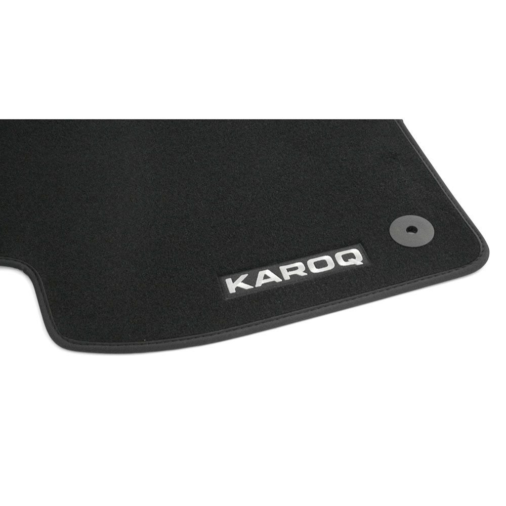 Skoda 57b061404 Textil felpudos Velours Alfombrillas de 4 x Plástico Negro con Inscripción karoq