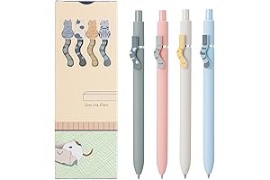 4PCS Cute Cat Retractable Gel Pens: Purrfect Writing Companions