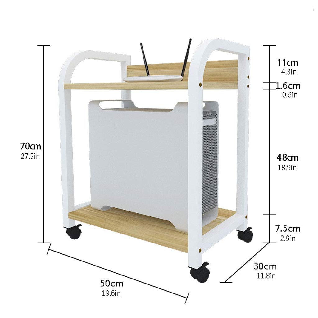 Riser per Stampante Supporto per Stampante da Tavolo Supporto per Stampante Mobile da Terra Staffa per Host Desktop Base per Rack a Doppio Strato con Ruote per Supporto per fax di casa e Ufficio (Co